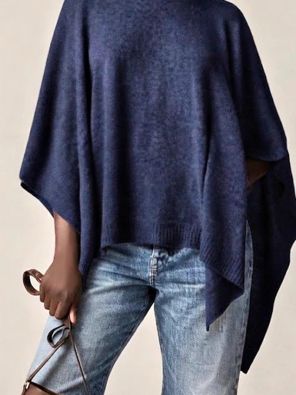 J.Crew Wool Cashmere Blend Turtleneck Poncho in Blue